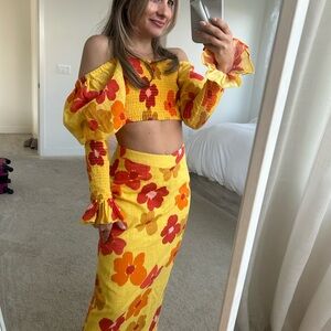 Sabo Skirt Yellow Floral Maxi Skirt Set